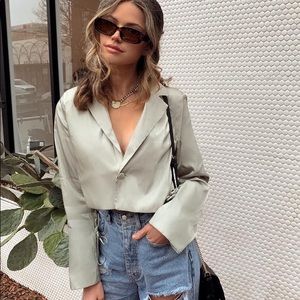 Silk cropped blazer
